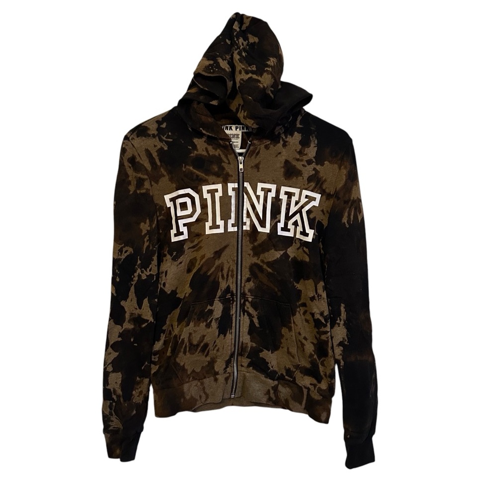 Victoria’s Secret PINK Reverse Bleach Dyed Full Zipper Hoodie XS